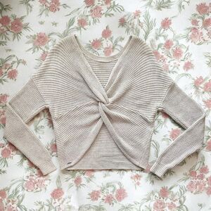 Hollister Reversible Long Sleeve Beige Knit Pullover Sweater Women's Size Small